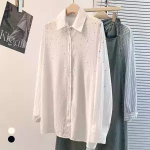 화세 큐빅드롭블라우스_HB6SBL011C