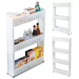 이동식 틈새 수납장 3단 4단 냉장고 주방 세탁실 선반장 폭이좁은 냉장고장 냉장고옆 슬라이딩 좁은