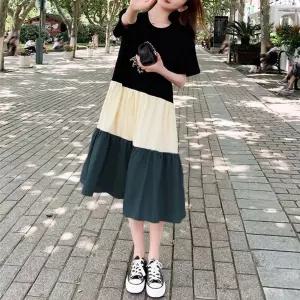 아레니아 여름 원피스 여성 임산부 미디 휴양지 반팔 가을 롱 엄마 임부복 K1881 임부 루즈핏 오버 박스 마