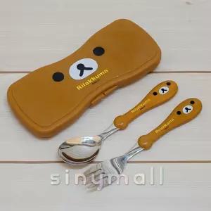 리락쿠마 얼굴 뉴스푼포크 케이스 세트아동 어린이 캐릭터 수저 유아식기 숟가락