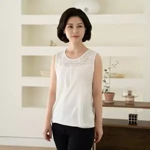 [마담4060]엄마옷 마담4060 민소매 중년여성 데일리 리나레이스이중 -YSL2603005-