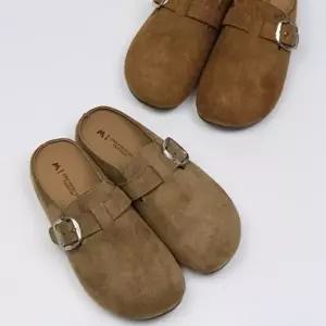 [옷자락]여자 스웨이드 버클 뮬 데일리 편안한 슬립온 슈즈