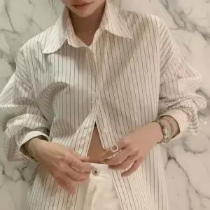 여성용 캐주얼 스트라이프 루즈핏 셔츠