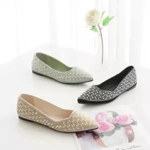 [신세계라이브쇼핑][옷자락] 여자 합성피혁 뾰족코 진주 로우힐 플랫슈즈
