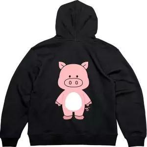 [셀러에이드]기모후드집업 뒷면 귀여운캐릭터 아기돼지그림 다양한색상