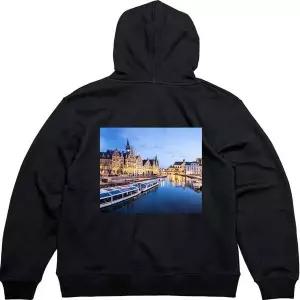 [셀러에이드]기모후드집업 뒷면 유럽여행 수상택시타고그림 다양한색상