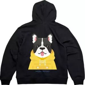 [셀러에이드]기모후드집업 뒷면 동물친구들 강아지후드그림 다양한색상