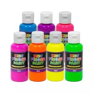 키즈 핑거페인트 형광색60ml 7색 세트물감 놀이 어린이 광물감 미술 그림 어린이용 용물감