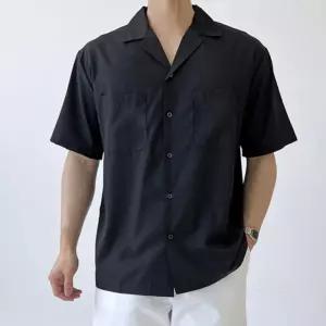 여름철 데일리룩 오버핏 남자 무지 반팔 남방 셔츠바캉스 비치웨어 바다 해변 오버 휴가