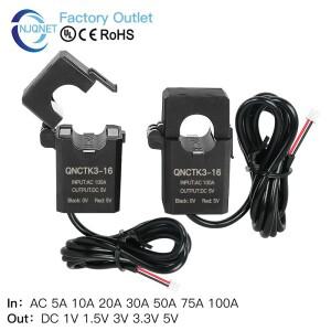 코어 전류 변환기 QNCTK3-16 AC 10A 20A 30A 50A 출력 DC 3.3V 5V 개방형 센서 트랜스듀서 클램프 CT
