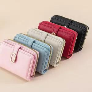 심플하고 편한 리치 타원클립 여성 중지갑편한 카드 동전 중지갑 이쁜