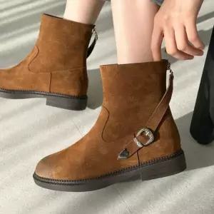 여자 가을 겨울 기모 따뜻한 스웨이드 앵클부츠