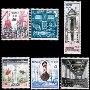 6개/세트 새로운 모나코 우표 1960 해양 박물관 조각