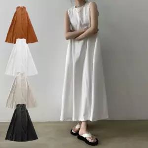 여자 여유핏 라운드넥 민소매 롱 데일리 원피스