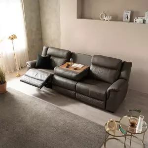 (수도권무료) 시트앤모어 호텔라인 럭셔리 홈바 전동 4인 천연소가죽 리클라이너 소파 KC4107