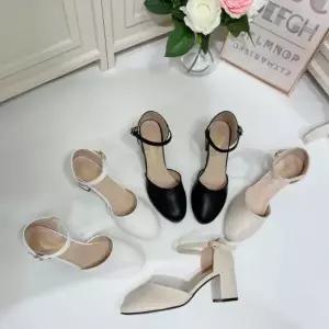 여자 라운드토 앵클스트랩 블록힐 메리제인 슈즈