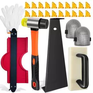 라미네이트 및 비닐 바닥재 설치 키트 헤비 탭핑 블록 풀 바 스페이서 윤곽 게이지 고무 망치(바닥재 도구