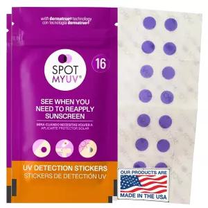특허받은 피부 진정 SPF 감지 기술이 적용된 자외선 차단제용 스팟마이유브이 스티커 햇볕에 타지 않도록