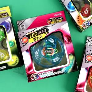 LED 라이트 씽씽이추억의장난감 손장난감 LED팽이 놀이 자이로 불빛 끈이 치기 줄이