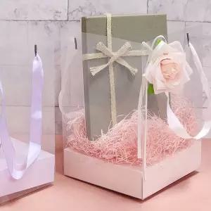 사각꽃포장투명쇼핑백 캐리어 5매선물 박스 상자 케익 답례품 재료