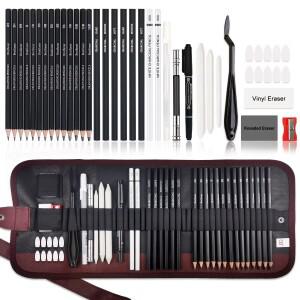 29-70개 드로잉 세트 스케치 키트 - 성인 예술가용 미술 용품, 3색 흑연, 파스텔, 목탄 연필 포함