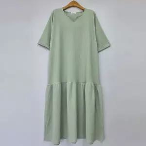 [하프클럽/셀러허브_여성트랜드패션]빅사이즈 603 써니브이주름원피스 DOLU18