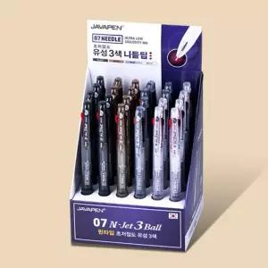 디스플레이용 자바 0.7 N-제트3볼 (24개 세트)3색유성펜 초저점도펜 니들팁펜 니켈실버펜 펜세트 컬러펜 국