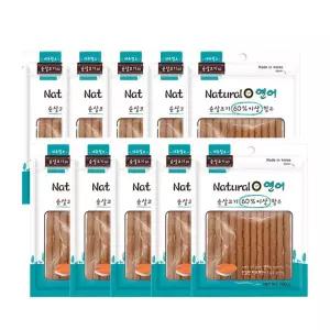 10개 묶음할인 네츄럴오 연어져키 100g저간식 강아지저 강아지 스틱 저스틱 저키 져키 훈련용 영양저