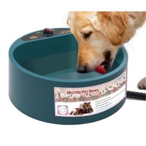 겨울 강아지 스틱 보온물그릇 자동 접시 백색 발열 온열 야외 고양이 얼지않는 가열