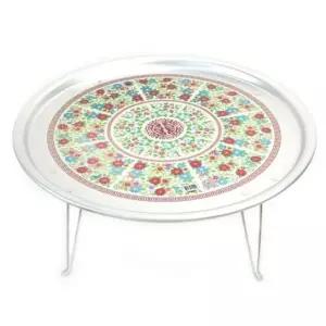 양은 밥상 찻상 다과상 원형 레트로 40cm업소용 옛날 추억의 시골 은밥상 빈티지 꽃무늬 가정용