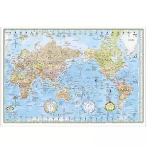 블루 세계지도 미니 코팅형 77cm X 53cm맵 벽걸이 사무실 전도 포스터