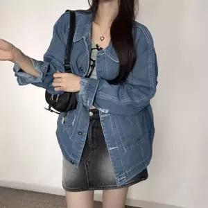 여성 빈티지 패션 루즈핏 스타일 간절기 데님 자켓항공잠바 차이나카라 여자가죽 봄잠바 점퍼 라이더 가을