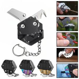 Multifunctional Hexagon Coin Outdoor Tool Folding Knife Keychain Screwdriver Pocket Fold Mini Gear