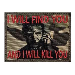 I WILL FIND YOU AND KILL 멀티카모 패치 밀리터리 서바이벌 야광 군인 계급와펜 용품 와펜 수선와팬 옷패
