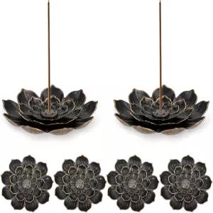 6피스 향 홀더 연꽃 스틱 버너 가정용 향수 요가 사우나 SPA 빈티지 꽃 모양 멀티홀 스틱용