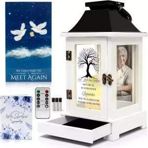 아빠나 남편을 잃은 기념 선물 사진 액자 및 기념품 서랍 포함 사별 타이머가 있는 LED 캔들