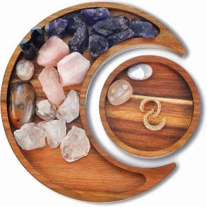 아카시아 우드 달 모양 트레이 (원석/힐링 크리스탈/에센셜 오일/주얼리 수납 및 진열용) (아카시아 1)