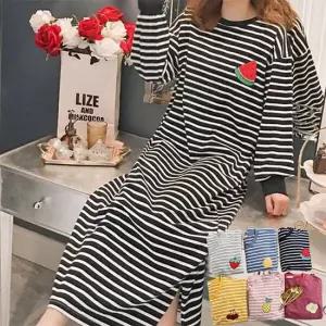 오버핏 상콤과일 긴팔 단가라 홈웨어 원피스 4컬러 2026