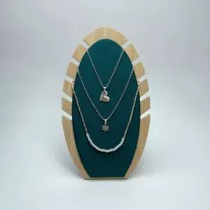 불꽃 모양 대나무 목재 목걸이 진열대 벨벳 보석 카운터탑 펜던트 보관판 가정용 액세서리 랙