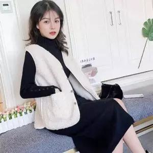 뽀글소재 플리스 기본조끼 양털 누빔소재 할머니조끼