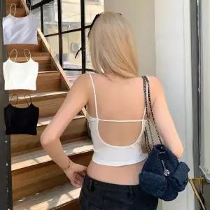 썸머 캐주얼 시크 데일리 U민소매 나시 SIS903 구제필링 민소매 무지