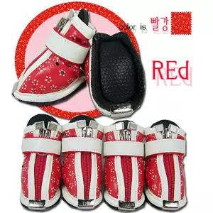 꽃무늬 신발 빨강 애견양말 애견겨울신발 강아지양말 애견겨울양말