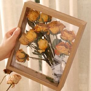 목재 드라이 플라워 디스플레이 프레임, INS 투명 부케 박스, 벽걸이 꽃 표본 보관 홈 데코