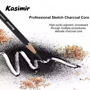 KASIMIR 컬러 목탄 연필 4mm 두꺼운 흰색/연한 갈색/검은색/붉은 갈색 미술 학생 초보자를 위한 색칠하기