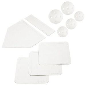 PRAOUTAD 야구 및 소프트볼 5피스 베이스 세트 + 플라스틱 트레이닝 볼 - 파워와 민첩성 향상 모든 연령대에게 재미있는 액세서리