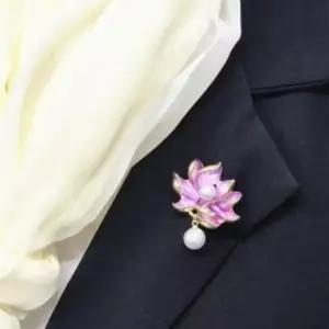 스카프 여성복 혼주 연꽃 진주 장식 브로치 뱃지 옷핀