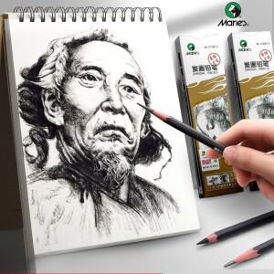 마리의 스케치 목탄 연필 12개 세트, 부드러운/중간/딱딱한/초부드러운 드로잉 키트 및 쉐이딩용 탄소