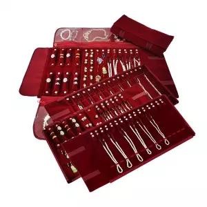다크 레드 벨벳 보석 보관 및 전시용 가방 반지 목걸이 펜던트 귀걸이를 전시용으로 가능
