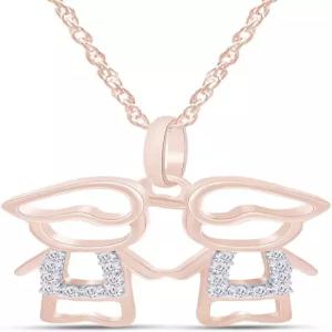 스털링 실버 위에 14 000 골드 색상의 사랑스러운 쌍둥이 가족 펜던트 목걸이 AFFY