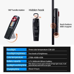 TAKENOW 자동차 수리 작업 조명, 페인트 광택 뷰티 핸드 헬드 캡처 라이트, WL4111S